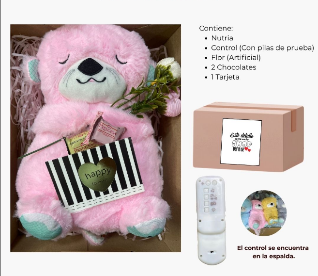 Peluche Nutria Respira Con Control Rosa